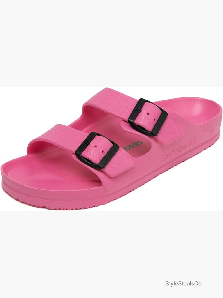 Double Buckle Slide Sandals Lightweight Eva Adjustable Straps